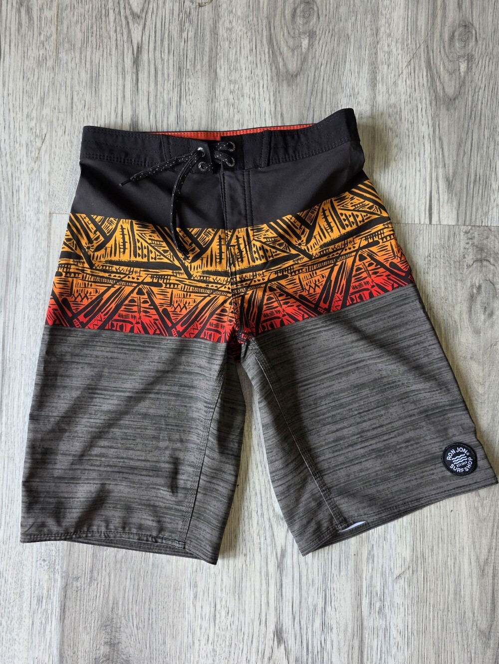 Ron Jon Black, Orange and Red Tribal Board Shorts